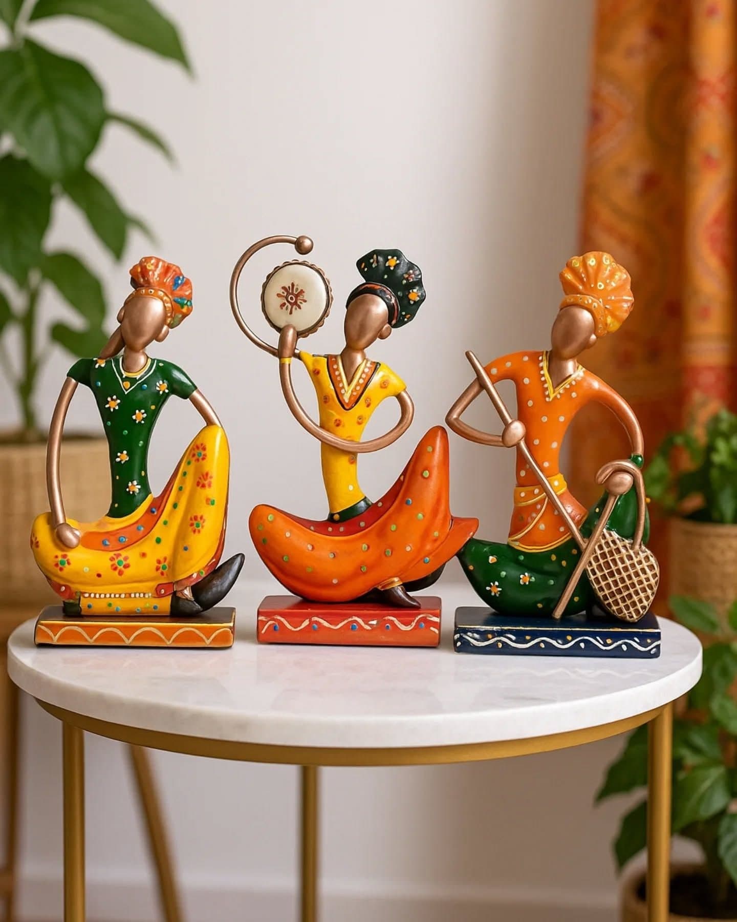 Rajasthani Folk Trio — Iron, hand-painted