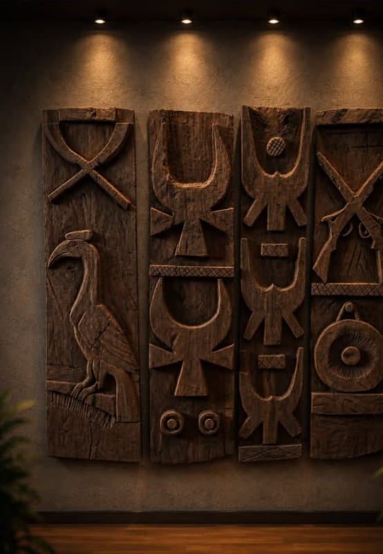 Naga Tribal Carved Panels — Aged wood