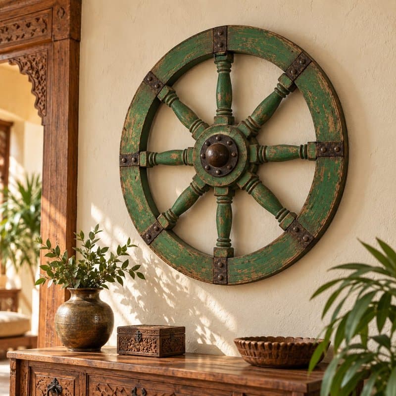 Cart Wheel Wall Mount — Mango wood