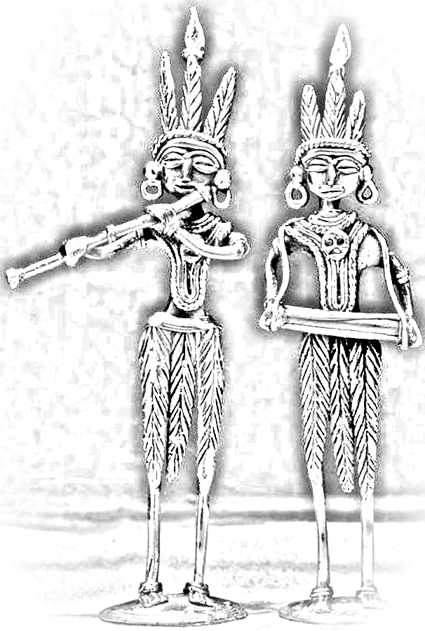 Pencil sketch of Dhokra Tribal Musicians