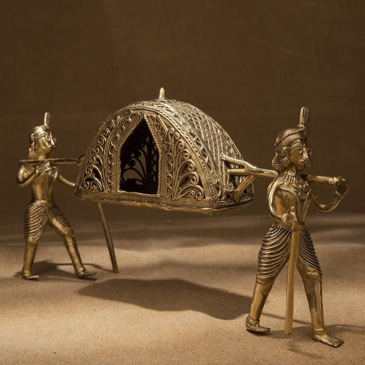 Dhokra Palki Bearers — Dhokra brass (lost-wax cast)