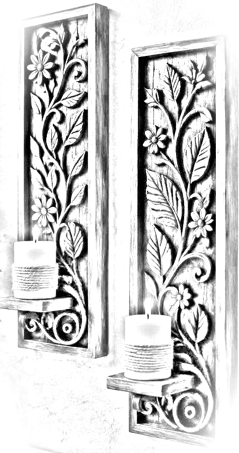Pencil sketch of Floral Vine Candle Sconce