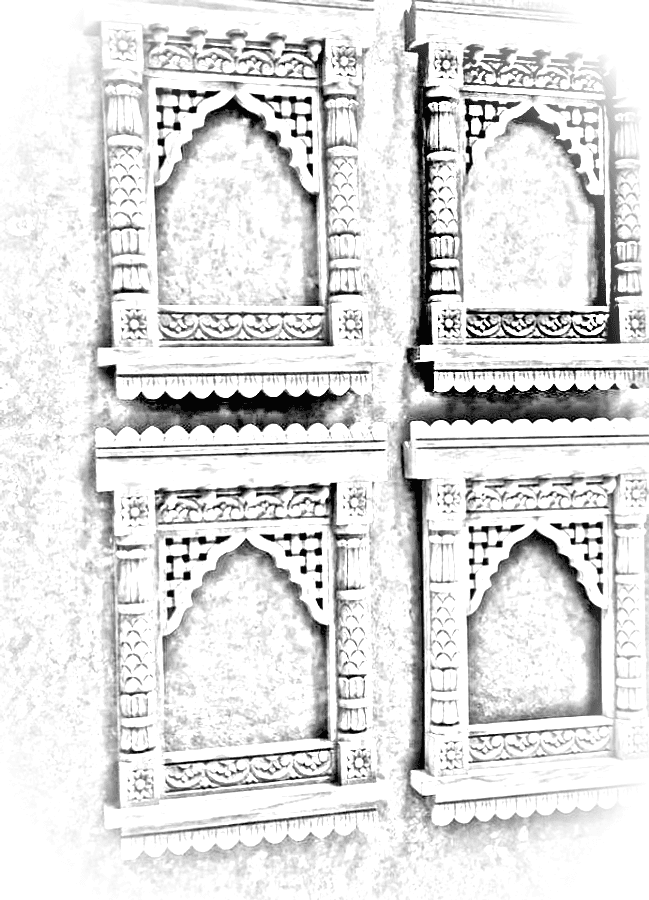 Pencil sketch of Carved Wall Jharokha