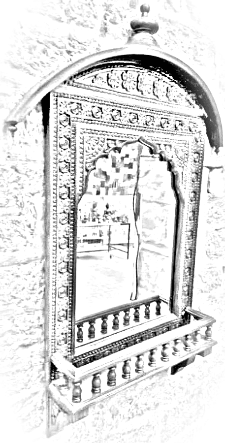 Pencil sketch of Jharokha Mirror