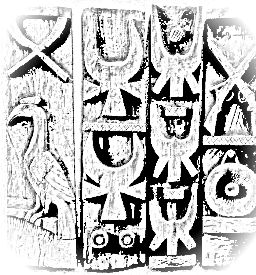 Pencil sketch of Naga Tribal Carved Panels