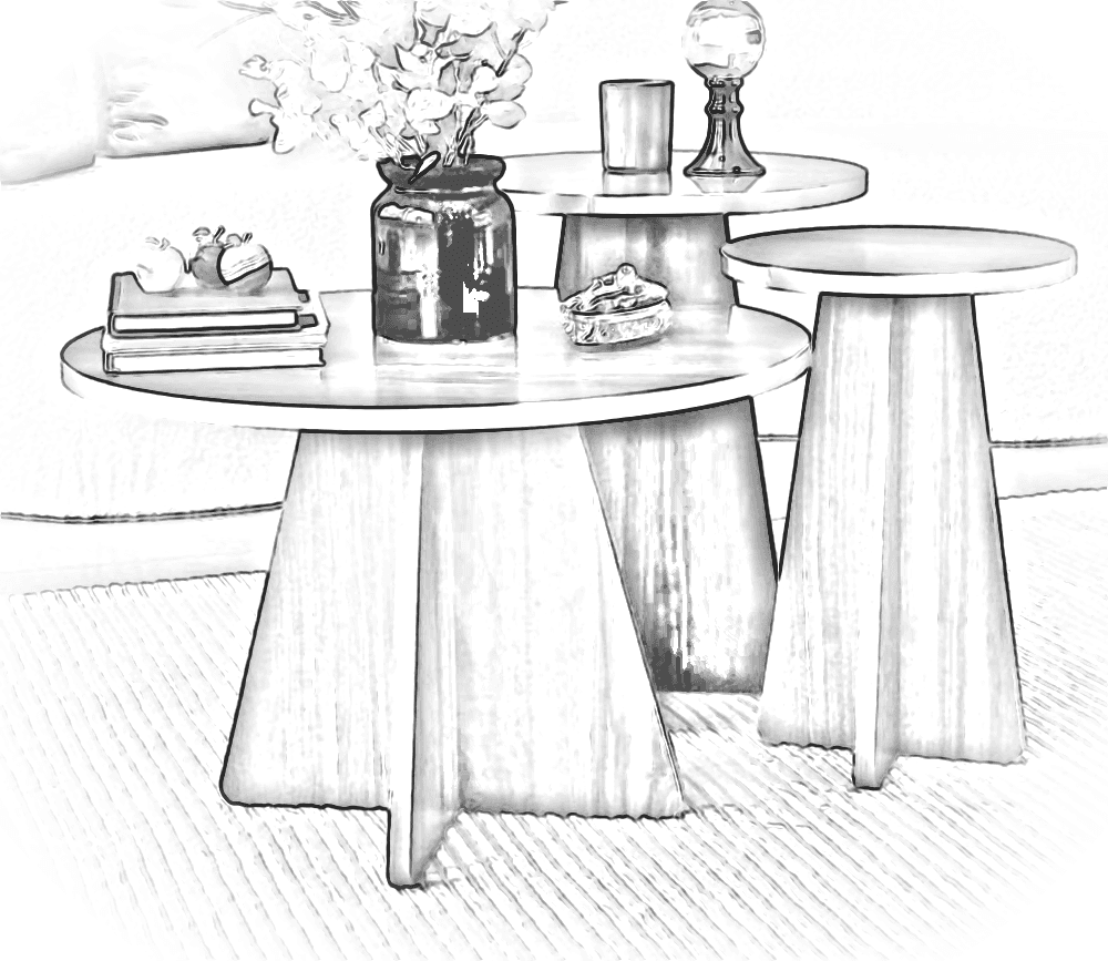 Pencil sketch of Astra Nesting Tables