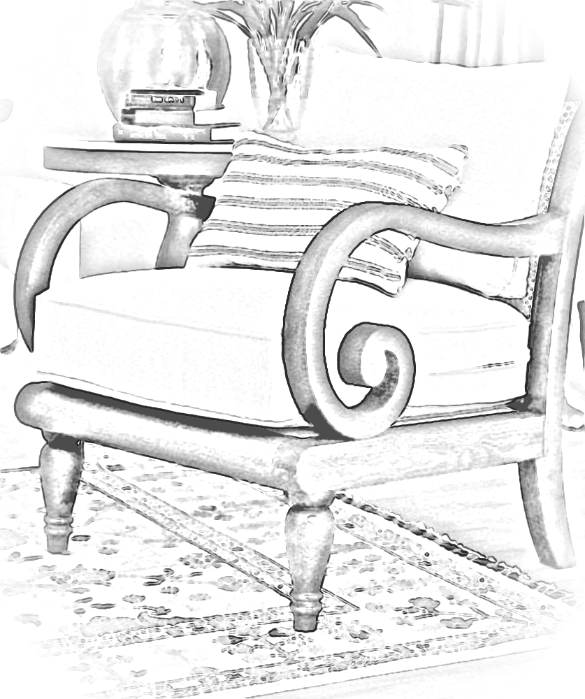 Pencil sketch of Aurelia Cane Lounge Armchair