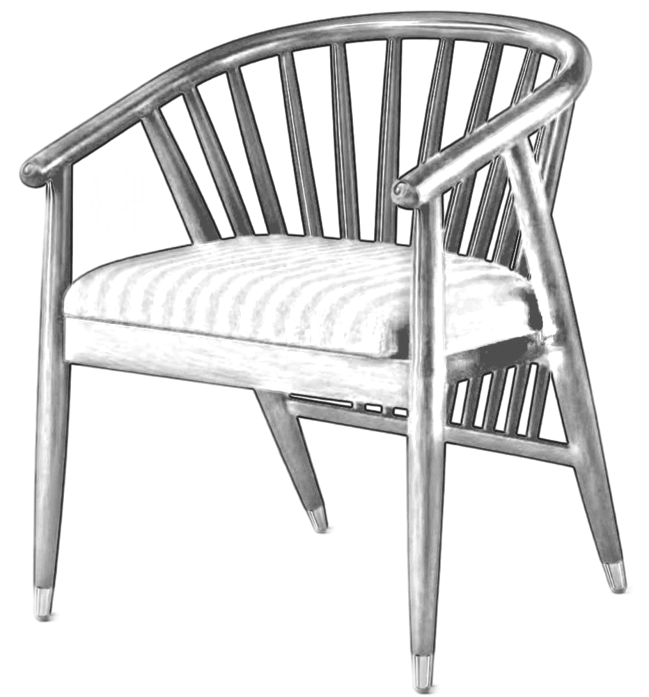 Pencil sketch of Barrel-Back Spindle Armchair