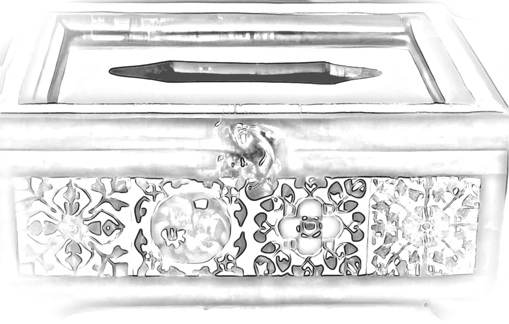 Pencil sketch of Jharokha Tissue Box