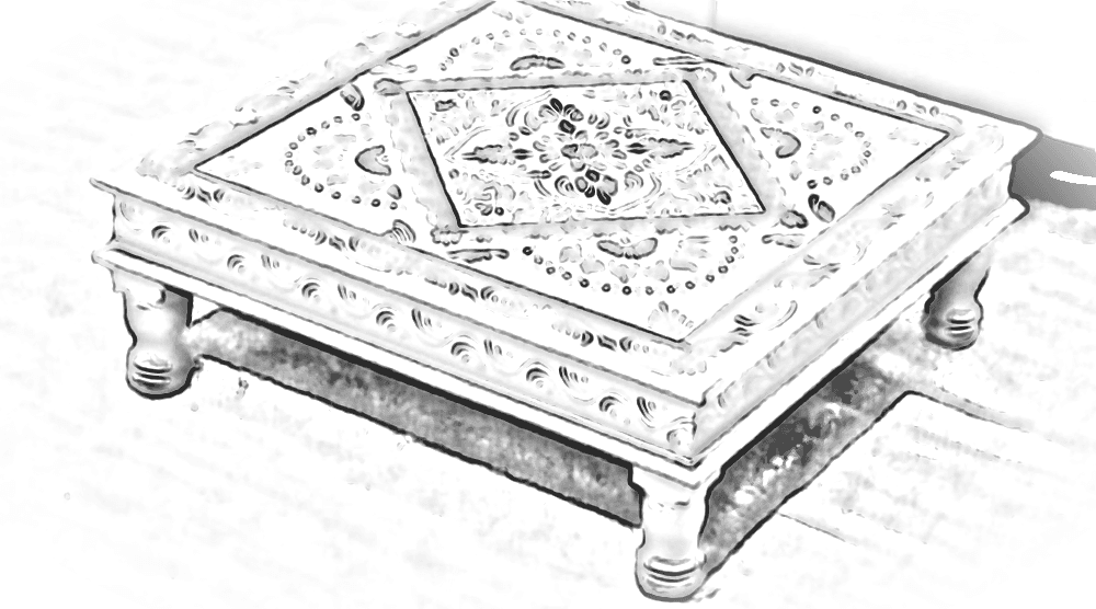 Pencil sketch of Kutchi Mandala Low Table