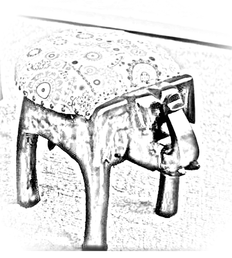 Pencil sketch of Pichwai Lotus Footstool