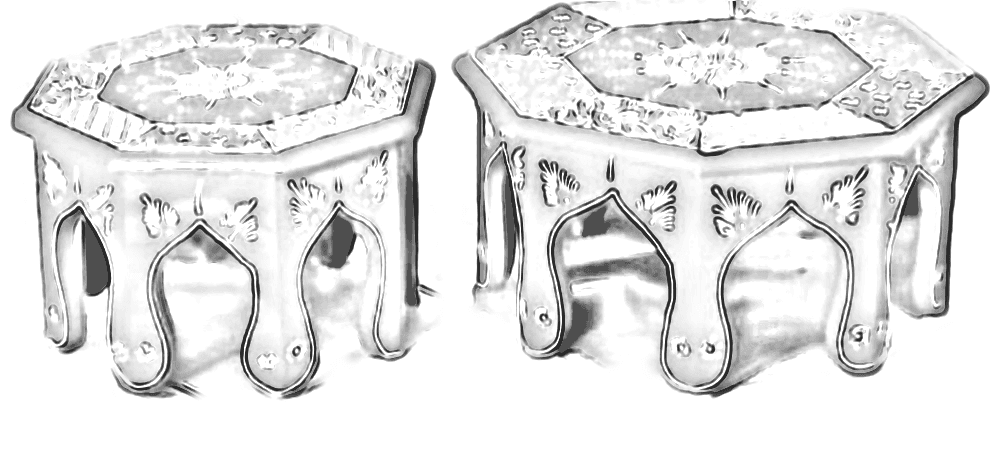 Pencil sketch of Rangrez Octagonal Low Table
