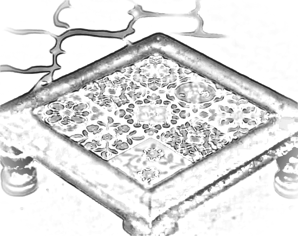 Pencil sketch of Rangrez Tile-Top Chowki