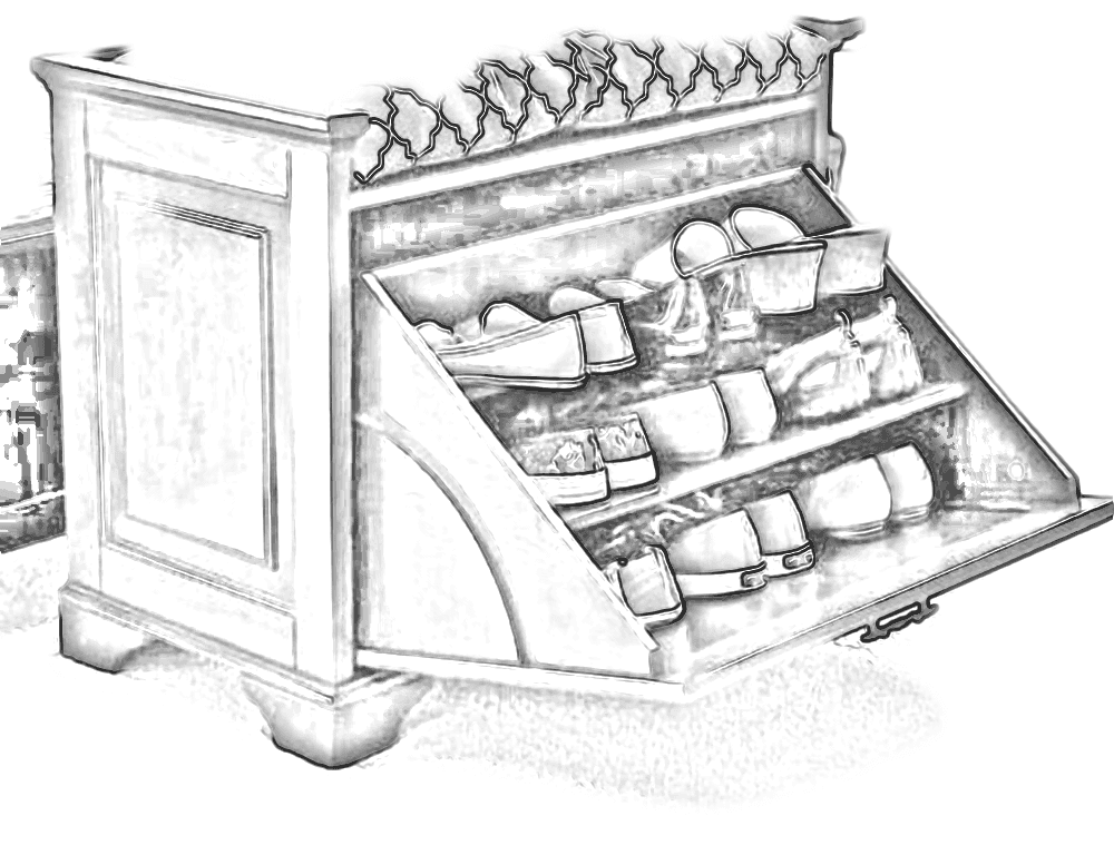 Pencil sketch of Shoe Rack Bench
