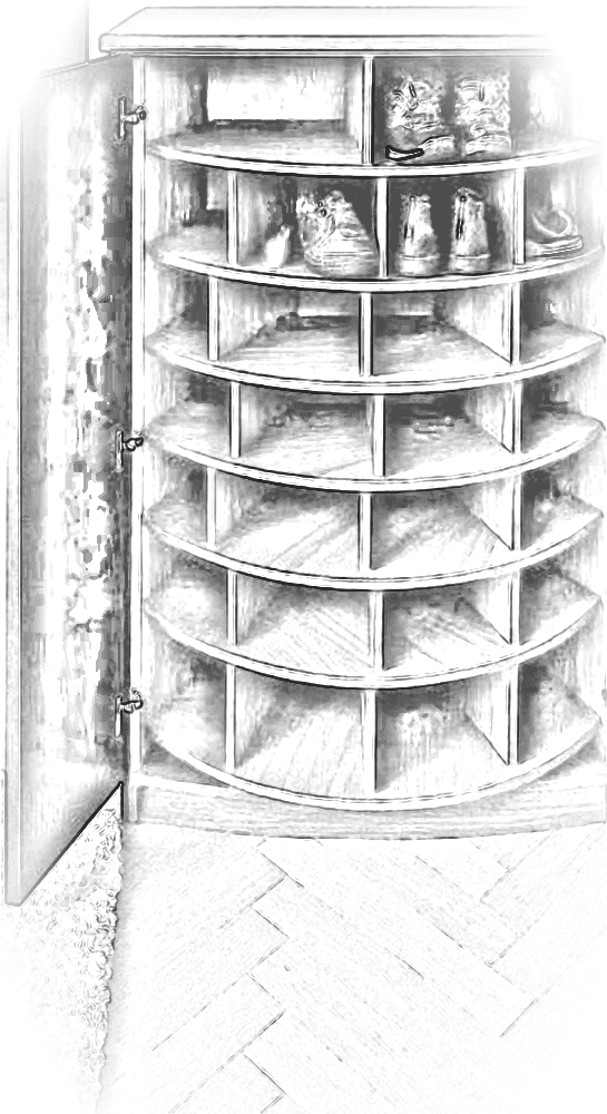 Pencil sketch of Surya Mandala Shoe Cabinet