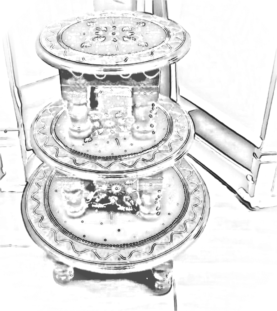 Pencil sketch of Triveni Tiered Platter Table